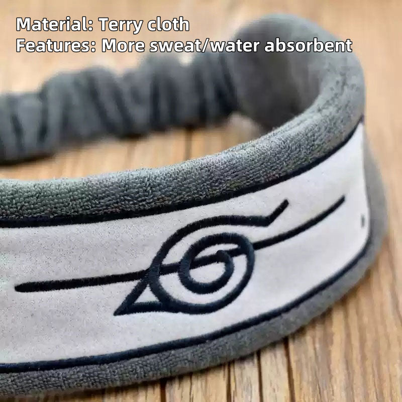Leaf Village Headband Terry Cloth Sweat-Absorbent Hair Band Anime Cosplay Accessory with Unique Eye Design